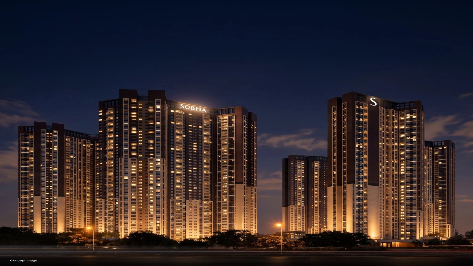 Sobha Wisteria Towers Night Elevation