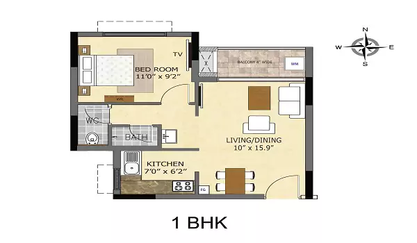 Featured Image of Sobha Wisteria 1 BHK Floor Plan